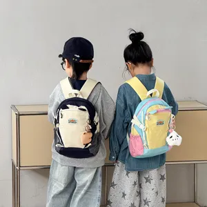 Kinder Farbblock Rucksack, stilvoller Freizeit Schulranzen für Kindergarten und Alltag.