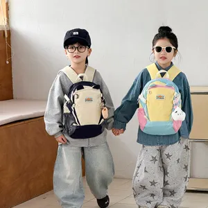 Koreanischer farbblock Kinderrucksack, leichte Schultasche für Kindergarten und Schüler.