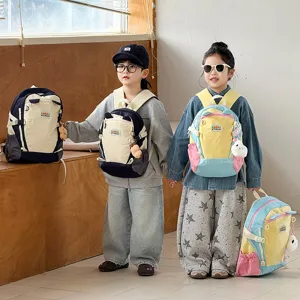Koreanischer Stil, farbblockierter Kinderrucksack, leichte Schultasche für Schüler.