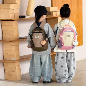 Kinder Farbblock Rucksack niedliche Cartoon Schultasche Freizeit Outdoor Daypack fuer Kinder