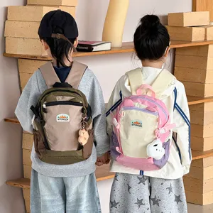 Kinder Farblock Rucksack leicht niedliche Schultasche fuer Kindergarten Outdoor Alltag Rosa Gruen
