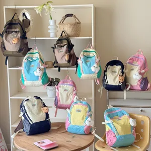 Koreanischer farbblock Kinder Schulrucksack im Dopamin Stil, süße Studententasche.