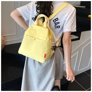 Minimalist Nylon Casual Backpack Versatile Candy Color Commute School Travel Bag For Women