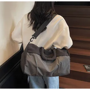 Large capacity travel gym bag for women, stylish lightweight tote crossbody for short trips.