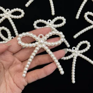 DIY Pearl Bow Bead Accessories Resin Plastic Bowknot Charms For Phone Chain Bracelet Jewelry Making