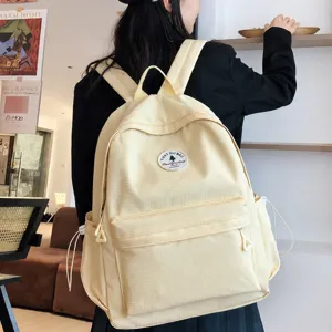Mochila De Nylon De Color Sólido Minimalista De Gran Capacidad Para Estudiantes Mujeres Casual Commuter Escuela