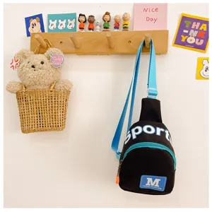 Kinder borsttas lichte canvas schoudertas crossbody tas contrastkleur ontwerp voor jongens en meisjes