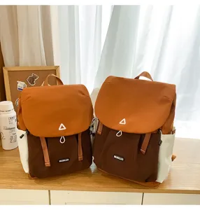 Casual color block backpack large capacity travel school bag for women and students daily use