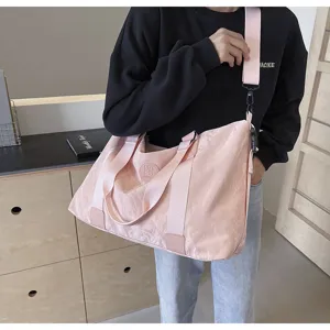 Rosa Reisetasche mit großem Fassungsvermögen, wasserdichte PU Leder Sporttasche Damen.