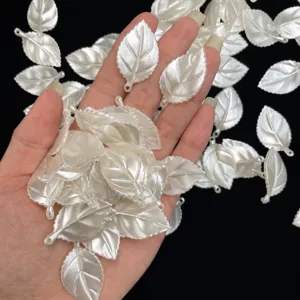Pearlescent Leaf Shape DIY Jewelry Beads Plastic Resin Loose Beads For Bracelet Phone Charm