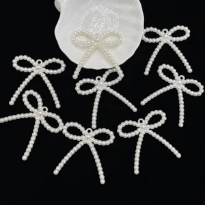 58x60mm pearl bowknot DIY charm pendant for handmade jewelry bracelet strap accessories.