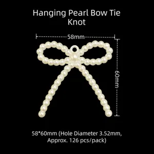 Pearl Bow DIY Pendant Beaded Accessory 58x60mm Jewelry Making Craft Supplies for Bracelet