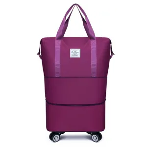 Large Capacity Travel Duffel Bag Multifunctional Foldable Luggage Bag With Wheels Oxford Cloth Travel Bag