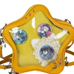 Cute star ita bag translucent backpack sweet girl anime crossbody shoulder bag yellow