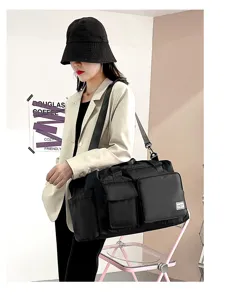 Grosse kapazitaet schwarze reisetasche fitnessstudio tasche wasserdichte sporttasche