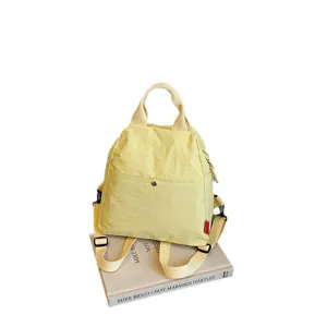 Mini yellow nylon backpack stylish casual school bag multifunctional daily travel daypack