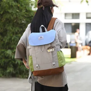 Casual color block backpack for women lightweight hiking travel daypack stylish campus school bag
