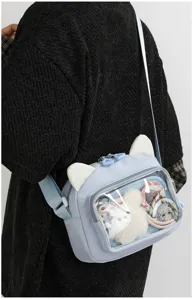 Cute sweet ita bag translucent shoulder bag anime crossbody bag with cute cat ears for girls
