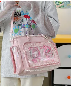 Bolso tote Ita Bag rosa anime ventana transparente bonito bolso bandolera con volantes
