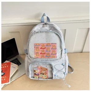Japanese anime style ita bag for women students large capacity clear backpack for pins and dolls.