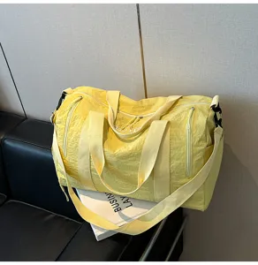 Sac de voyage jaune de grande capacite pour fitness sport yoga voyage loisir bagage a main
