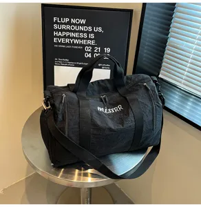 Sac de voyage noir de grande capacité, sac de sport et de fitness léger pour bagage