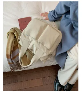 Casual nylon tote bag for women, large capacity daily shoulder bag with multiple pockets.