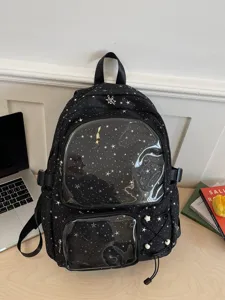 Japanese style anime ita backpack large capacity clear window school bag star print