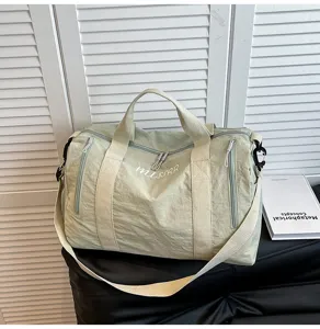 Grand sac de voyage sport vert clair polochon week-end bagage cabine fitness pour femme homme