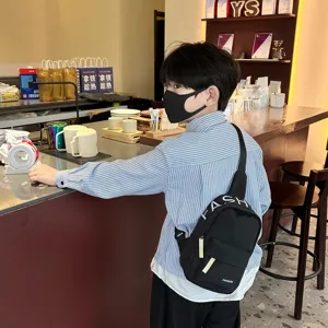 Stylish kids chest bag, casual boys sling shoulder bag, trendy children crossbody bag.
