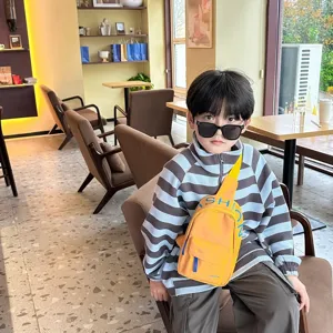 Kids yellow chest bag stylish boys crossbody bag casual outdoor streetwear cool children shoulder bag