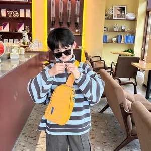 Trendy kids chest bag Korean style stylish boy crossbody bag casual yellow canvas bag