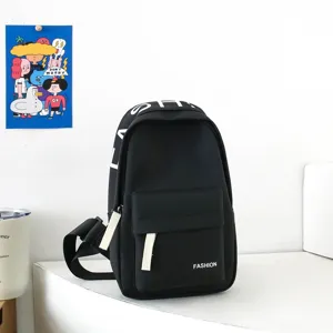 Trendy kids chest bag minimalist black single shoulder crossbody bag for boys daily use