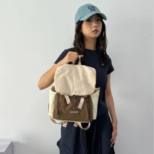 Japanese Style Casual Lightweight Travel Backpack Women Fashion Nylon Patchwork School Bookbag Outdoor Daypack