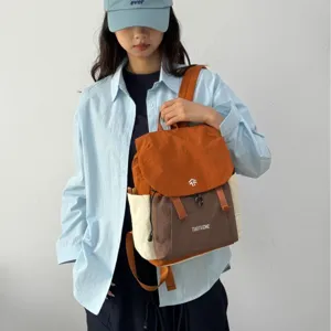 Japanese style lightweight travel backpack, casual colorblock outdoor campus backpack for women.