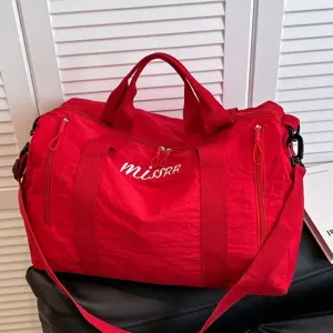 Sac de voyage rouge grand capacite leger sac de sport fitness sac a main bagage week-end