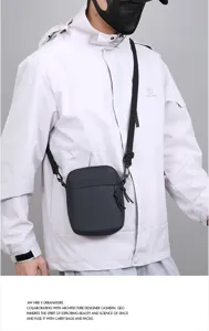 Minimalist men's mini shoulder bag casual crossbody phone bag for daily use detail view