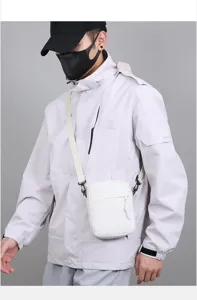 Minimalist solid color men mini shoulder bag, casual crossbody phone bag for daily use.