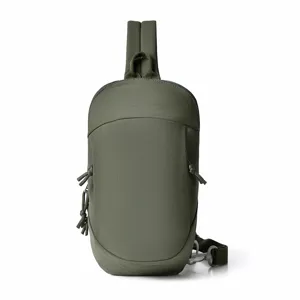 Minimalist nylon sling bag for men and women, lightweight casual outdoor crossbody chest pack.