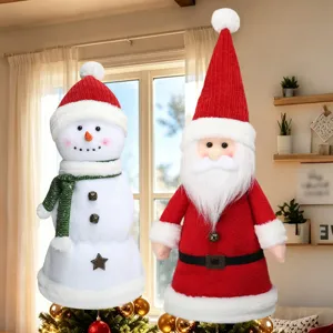 Navidad Peluche Papá Noel y Muñeco de Nieve Punta de Árbol Decoración Hogar Muñeca