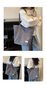 Detailed view of casual nylon tote bag with climbing rope handles, perfect for daily commute use.