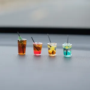 Cute miniature drink model car dashboard ornament set, creative resin toy desktop decoration