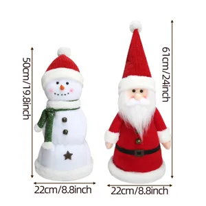 Decoración de muñeco de peluche de Santa Claus y muñeco de nieve con dimensiones exactas.