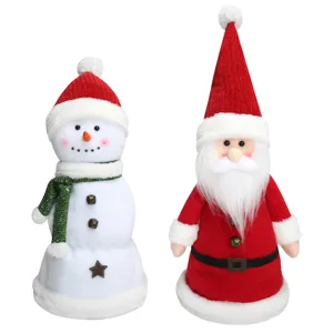 Juego de figuras de felpa navideñas Papá Noel y muñeco de nieve decoración festiva hogar