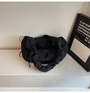 Black nylon dumpling bag women casual commuter shoulder bag large capacity cloud bag