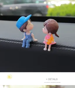 Cute couple dashboard figurine car interior ornament cartoon decoration sweet resin gifts