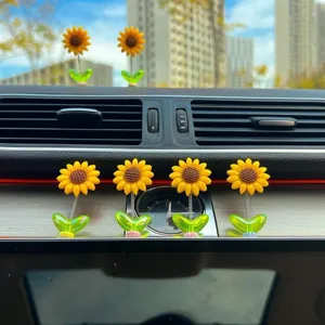 Cute shaking sunflower car dashboard ornament healing fresh flower auto interior decoration