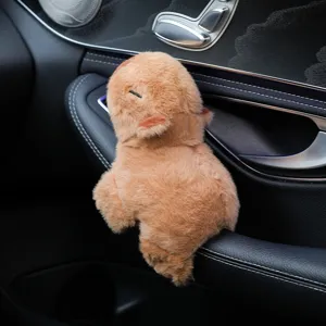 Simpatico peluche capybara per auto decorazione d'interni ornamento soffice bambola marrone.