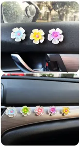 Cute car flower ornament spinning gyro dashboard decor cute floral interior item.