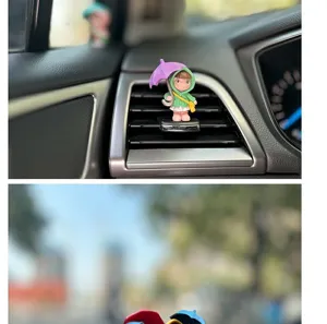 Cute cartoon umbrella girl car air vent ornament, lovely interior decoration for auto styling.